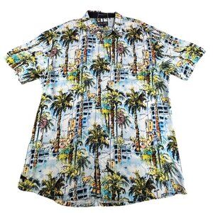 Baja Llama Shirt Mens XXL Button-Up Tropical Sloth Monkey Hawaiian Camp Resort